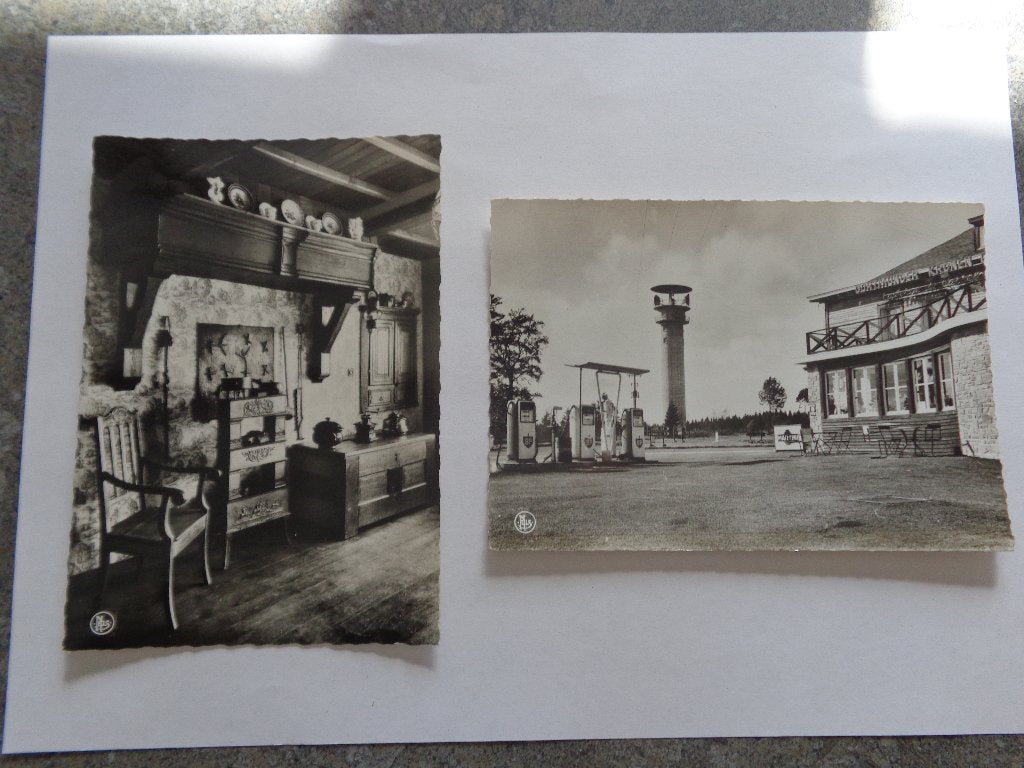 2 anciennes cartes postales Auberge du Carrefour Fraiture, Enlèvement