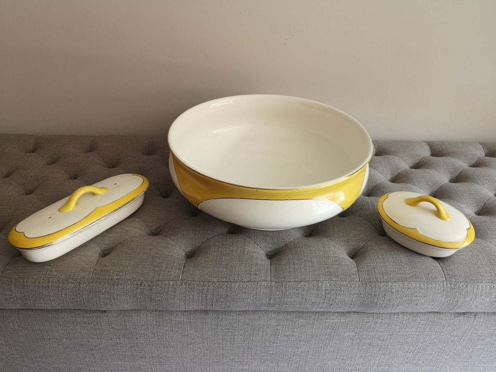 Prachtige set van waskom, zeepbakje en kammenbakje, Antiek en Kunst, Curiosa en Brocante, Ophalen