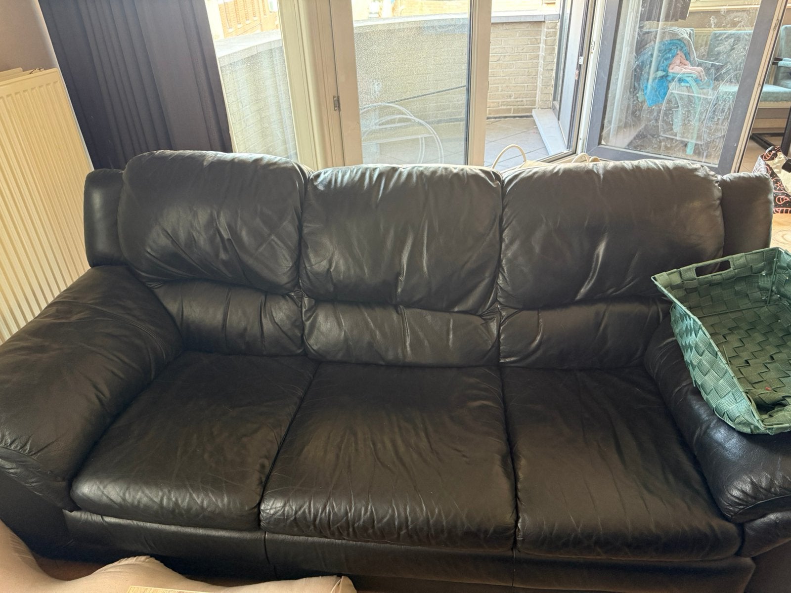 2 zit en 3 zit leer, Huis en Inrichting, Ophalen, Gebruikt, Rechte bank, Leer