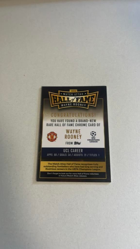 Wayne rooney match attax hall of fame ucl career card topps, Ophalen, Zo goed als nieuw, Losse kaart, Foil