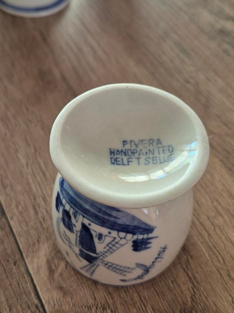 6 eierdopjes delfts blauw, Antiek en Kunst, Antiek | Porselein, Ophalen