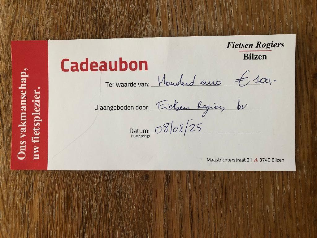 cadeaubon Fietsen Rogiers, Tickets en Kaartjes, Kortingen en Cadeaubonnen, Cadeaubon