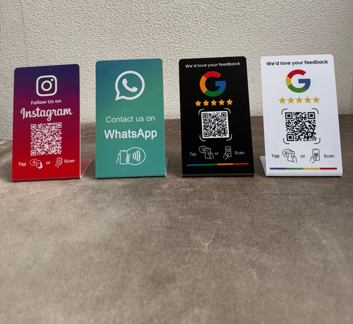 Google Whatsapp Instagram NFC + QR, Enlèvement ou Envoi