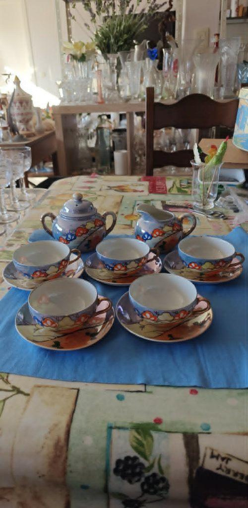 Theeservies Chinees vintage 5 kopjes suiker melk, Ophalen of Verzenden