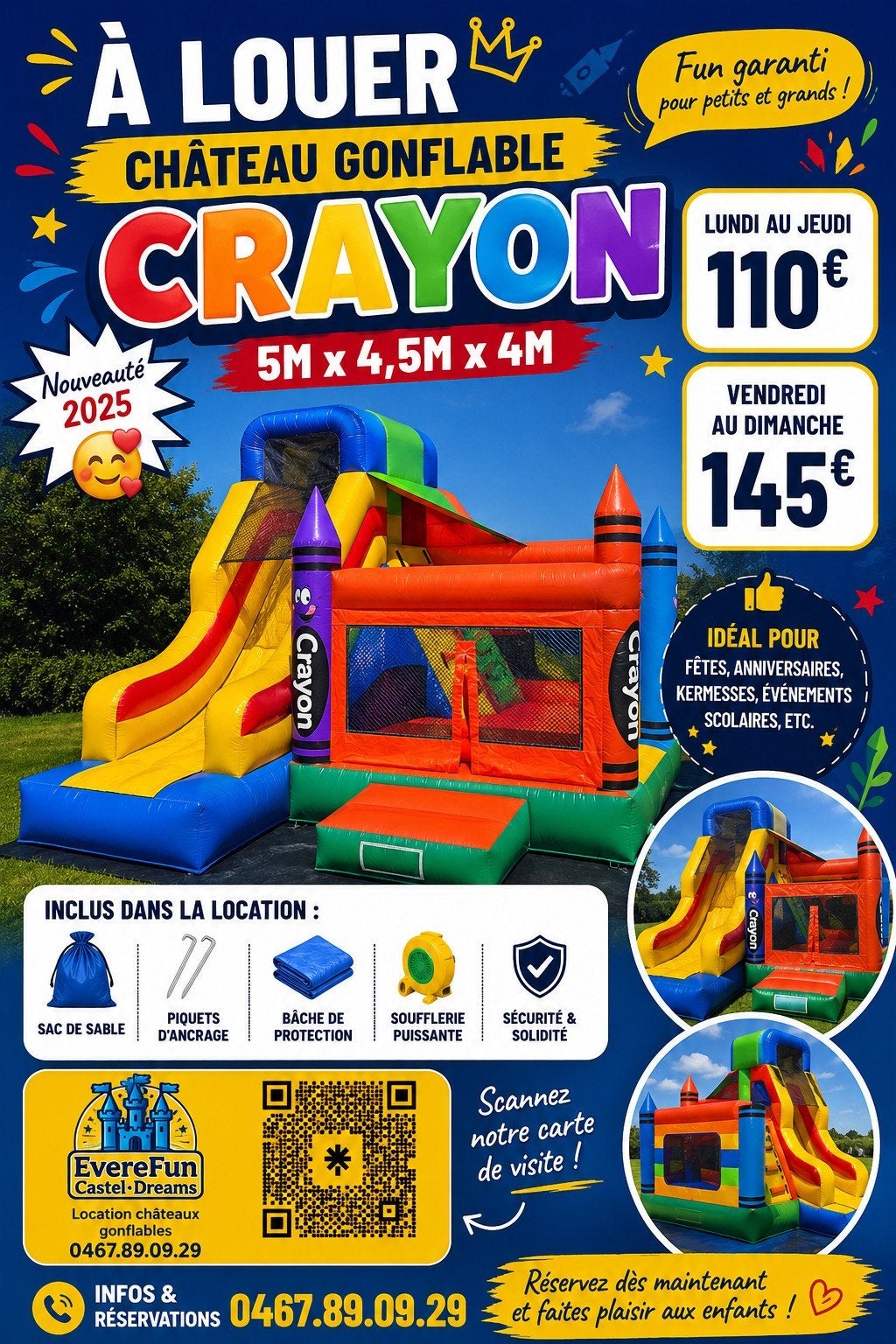 location château gonflable Crayon