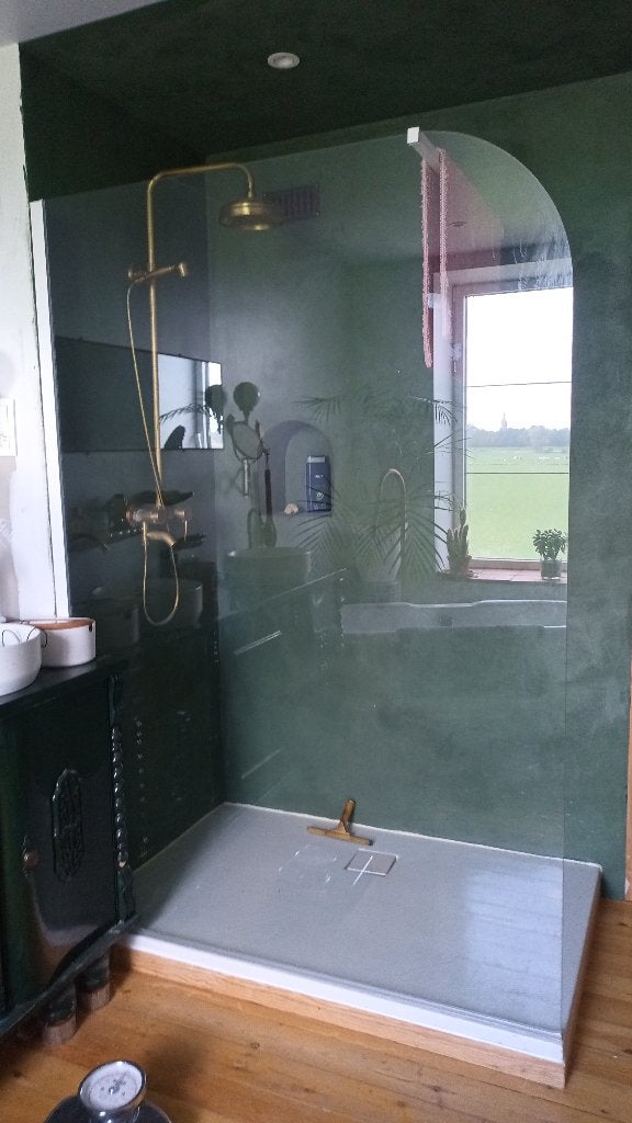 balmani modular douchewand afgerond 136 x 200 cm, Doe-het-zelf en Bouw, Ophalen, Gebruikt, Glas, Douche