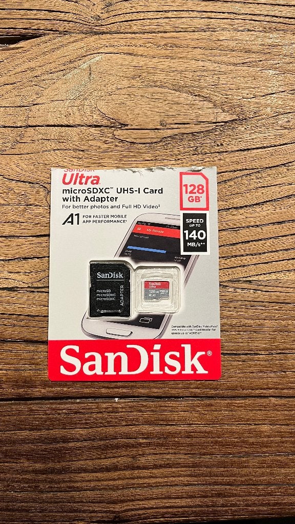 SANDISK MicroSDXC Ultra A1 128 GB met SD-adapter, Audio, Tv en Foto, Ophalen, Geschikt voor 4K video, SanDisk, Zo goed als nieuw