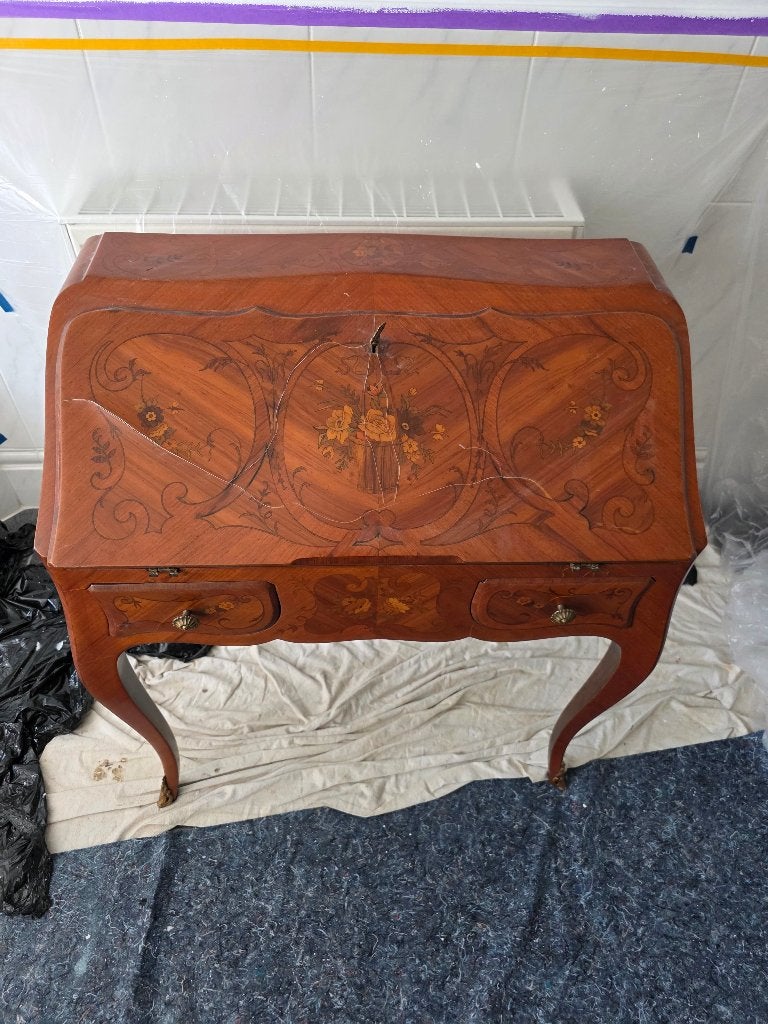 Antiek Klepbureau/Secretaire met Inlegwerk, Huis en Inrichting, Ophalen, Gebruikt