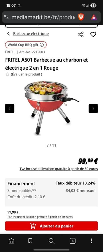 2-in-1 houtskool- en elektrische barbecue, Tuin en Terras, Houtskoolbarbecues, Ophalen