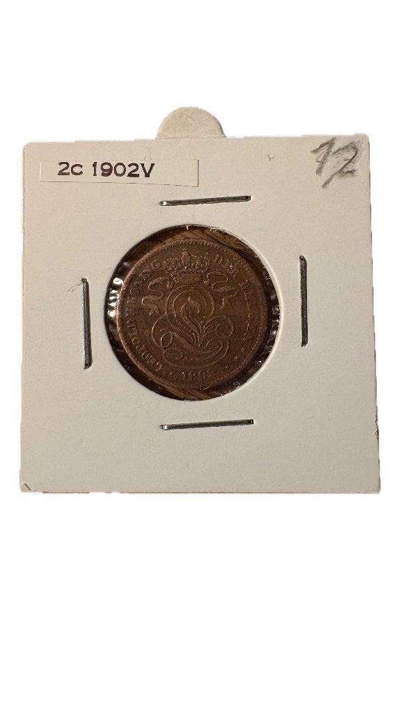 LEOPOLD II: 2 cent 1902V (2), Ophalen of Verzenden
