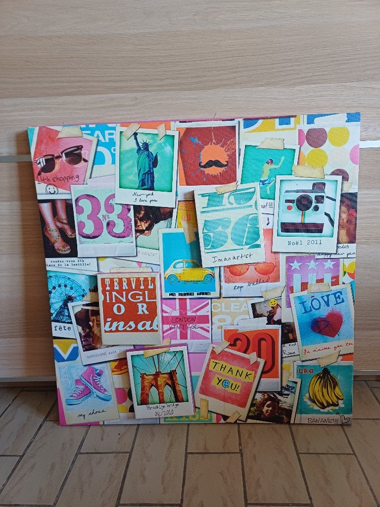 Toile Polaroïde, Antiquités & Art, Art | Peinture | Moderne, Effet 3D, Impression, Autres matériaux, Enlèvement