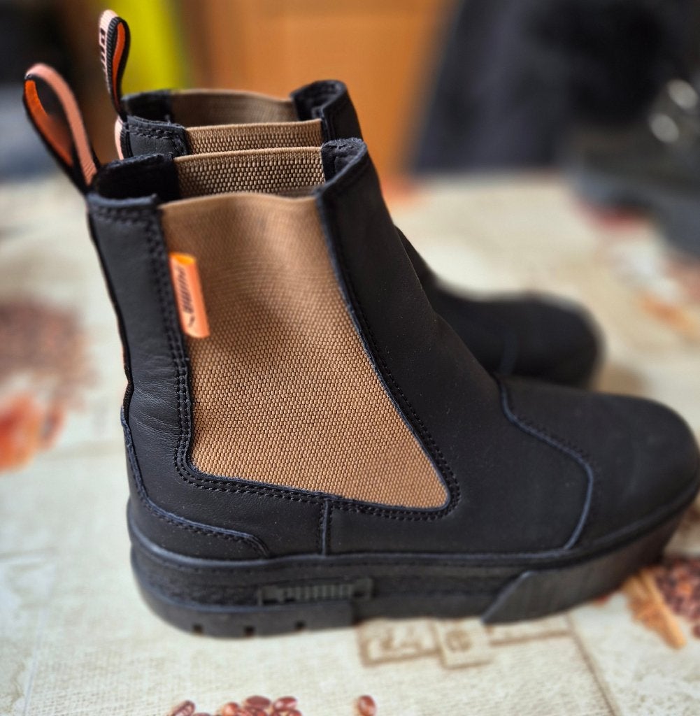 Bottine noire et brune à semelle plateforme, Puma, Comme neuf, Enlèvement, Boots et Botinnes