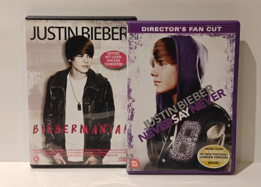2‑DVD bundel Justin Bieber Never Say Never fan Biebermania, Enlèvement ou Envoi, Tous les âges, Coffret, Comme neuf