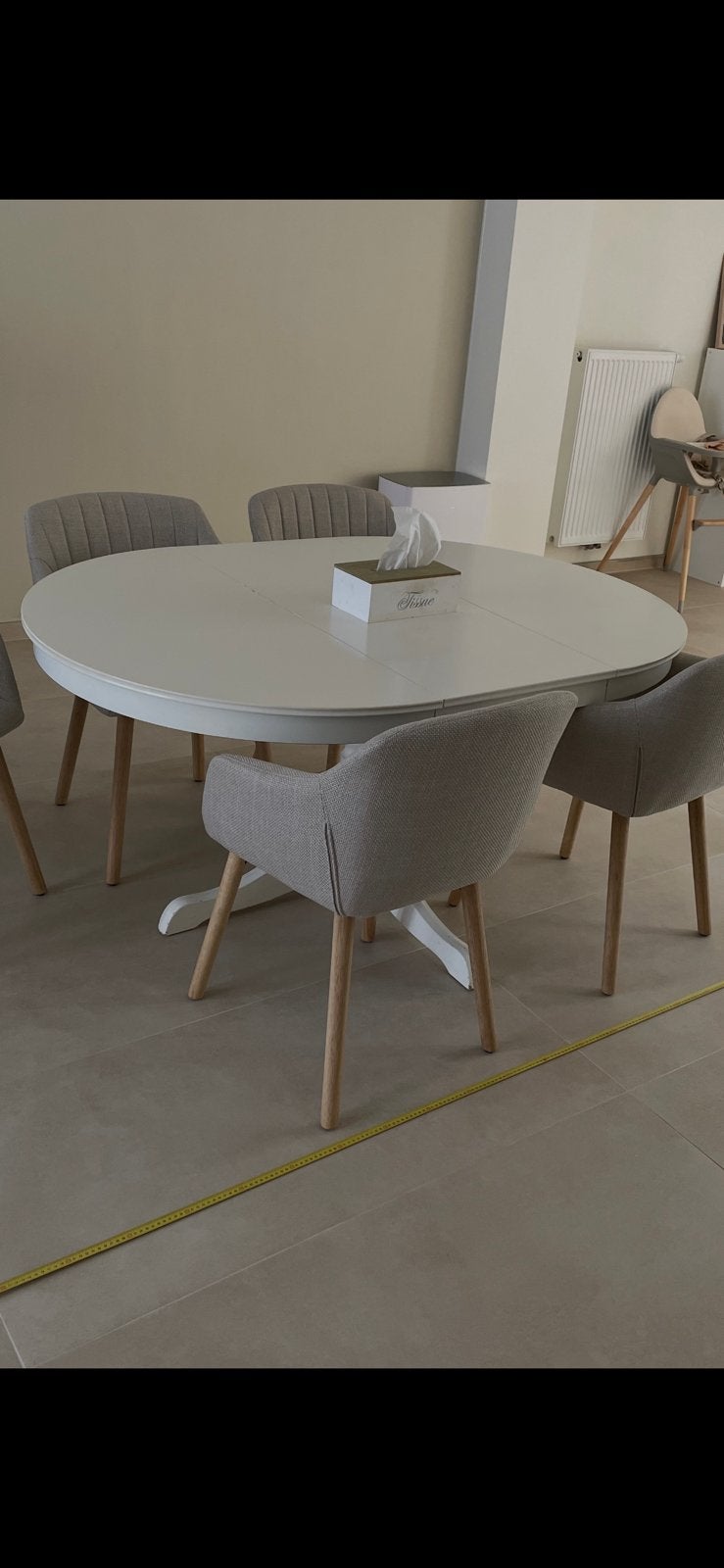 Ronde uitschuifbare tafel, Ophalen, Gebruikt, 100 tot 150 cm, Rond