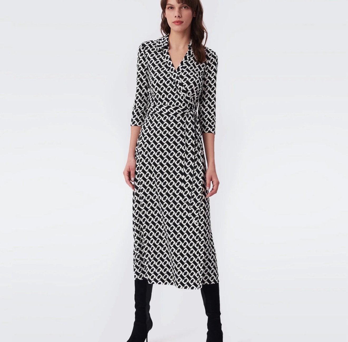 Diane Von Furstenberg - Robe cache-cœur de à maillons, Taille 38/40 (M), Enlèvement ou Envoi, Comme neuf, Multicolore