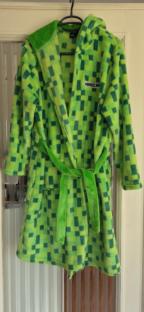Zachte, groene Minecraft-fleecebadjas, Nacht- of Onderkleding, Jongen of Meisje, Minecraft, Ophalen of Verzenden