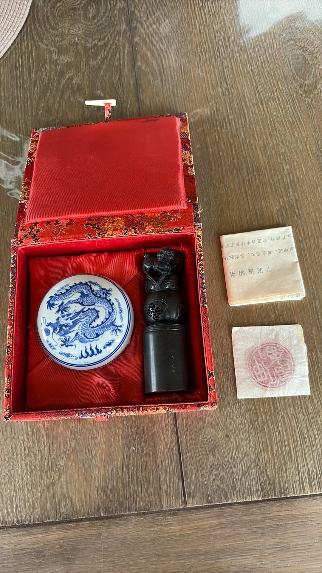 Timbre chinois dans une boîte (bonheur, prospérité), Enlèvement ou Envoi, Comme neuf