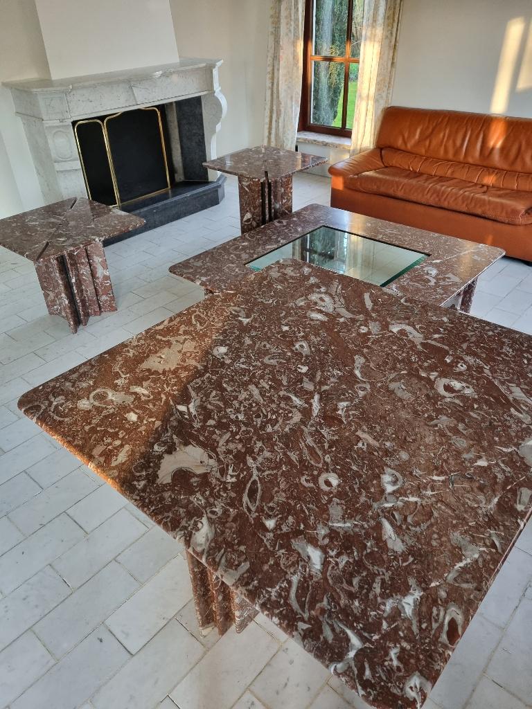Unieke set marmeren tafels, Huis en Inrichting, Ophalen, Zo goed als nieuw, Vierkant, Overige materialen