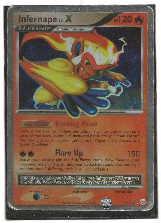 Pokemon TCG Infernape LV.X 121/130 Diamond & Pearl Holo120HP, Enlèvement ou Envoi, Utilisé, Cartes en vrac
