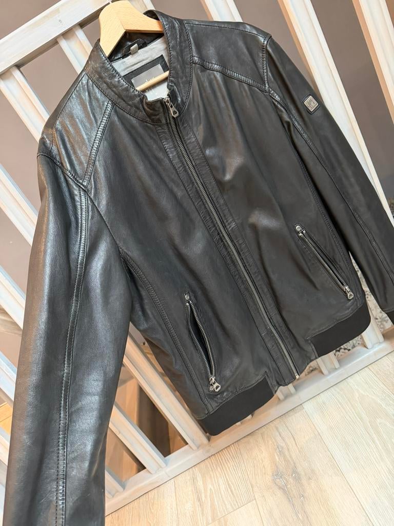 Manteau en cuir taille L couleur noire, Kleding | Heren, Jassen | Zomer, Zo goed als nieuw, Zwart, Ophalen of Verzenden
