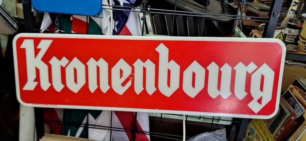 Vintage Kronenbourg lichtreclame, lichtbak, 1982, Rob Otten., Collections, Marques & Objets publicitaires, Utilisé, Table lumineuse ou lampe (néon)