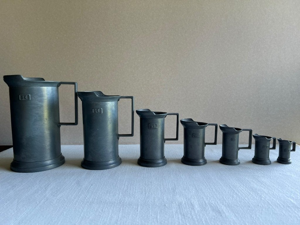 7-delige set tinnen maatbekers (Peltrato 95% - Italië), Ophalen