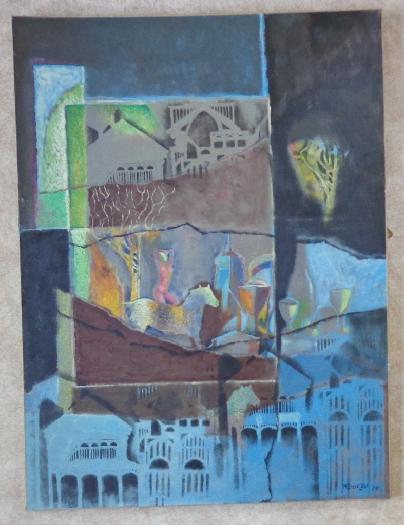 ANDRE GOEZU / OPEN VENSTER / OLIEVERF / 130x97cm / CHASSIS, Antiquités & Art, Peinture à l'huile, Paysage urbain, Autres matériaux