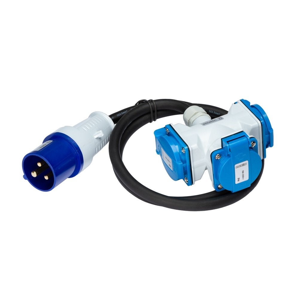 Verlengkabel 1m 3G 2.5mm2 met stekker en verdeeldoos, Verzenden