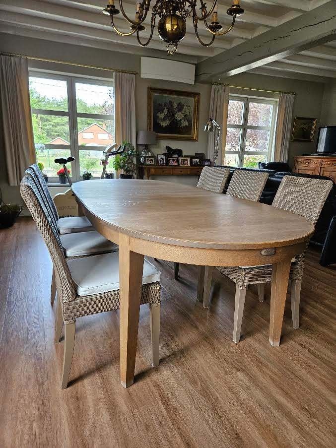 eiken eetkamertafel + 6 comfort stoelen, Huis en Inrichting, Ophalen, Zo goed als nieuw, Eikenhout