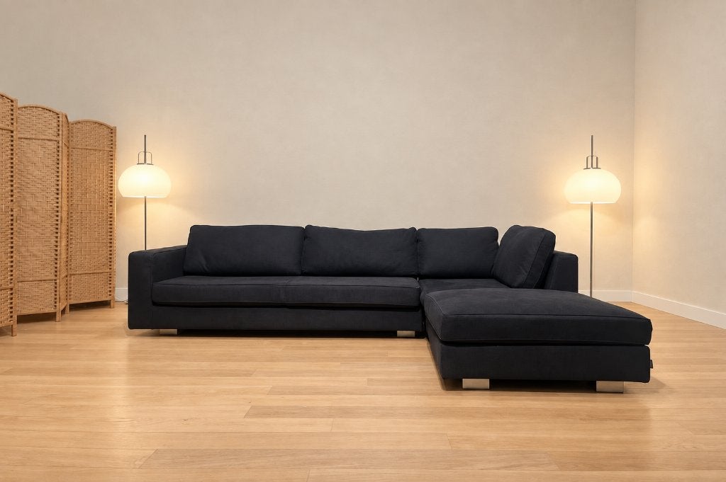TER STOFFERING Minotti Hilton Hoekbank + GARANTIE, Hoekbank, 300 cm of meer, Ophalen of Verzenden, Zo goed als nieuw