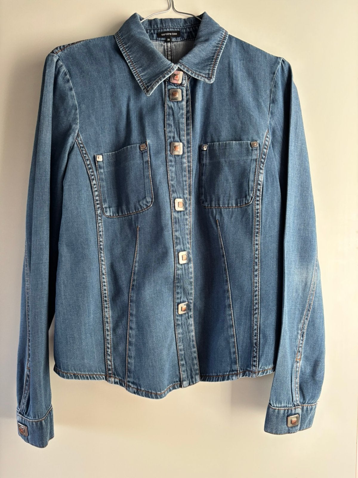 Jeanshemdje Caroline Biss - maat 36, Ophalen of Verzenden, Gedragen, Maat 36 (S), Blauw