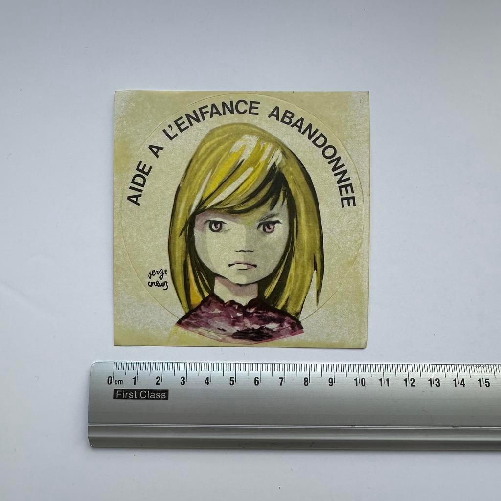 Serge Creuz : autocollant Aide à l’enfance abandonnée 1974, Envoi, Autres personnages, Comme neuf, Image, Affiche ou Autocollant