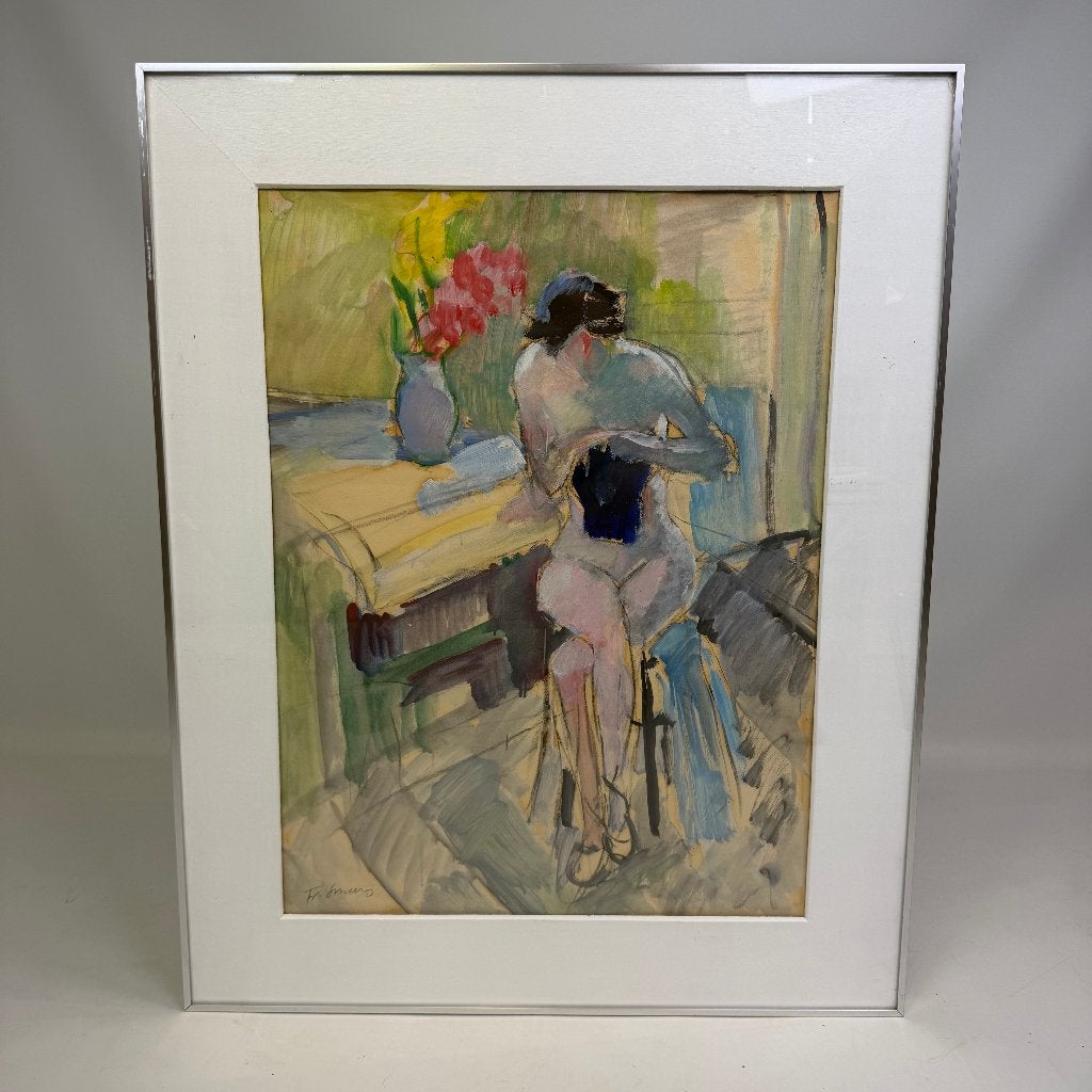 Aquarelle « Assis nu » Frans Smeers, Antiquités & Art, Art | Peinture | Classique, Portrait ou Personnes, Enlèvement ou Envoi