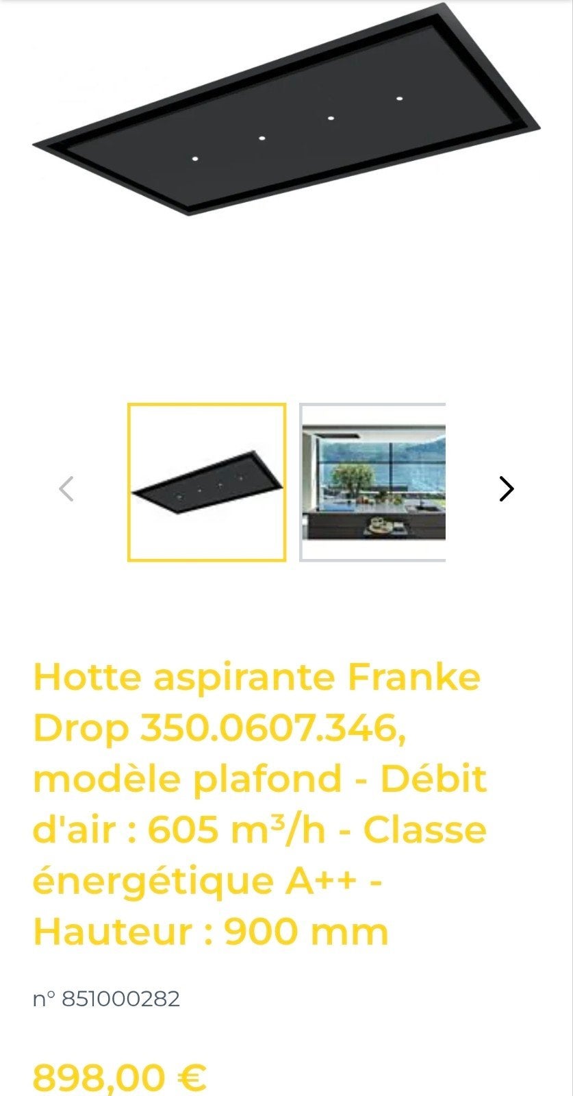 Hotte de plafond Noire 90cm FRANKE NEUVE, Elektronische apparatuur, Overige elektronische apparatuur, Ophalen