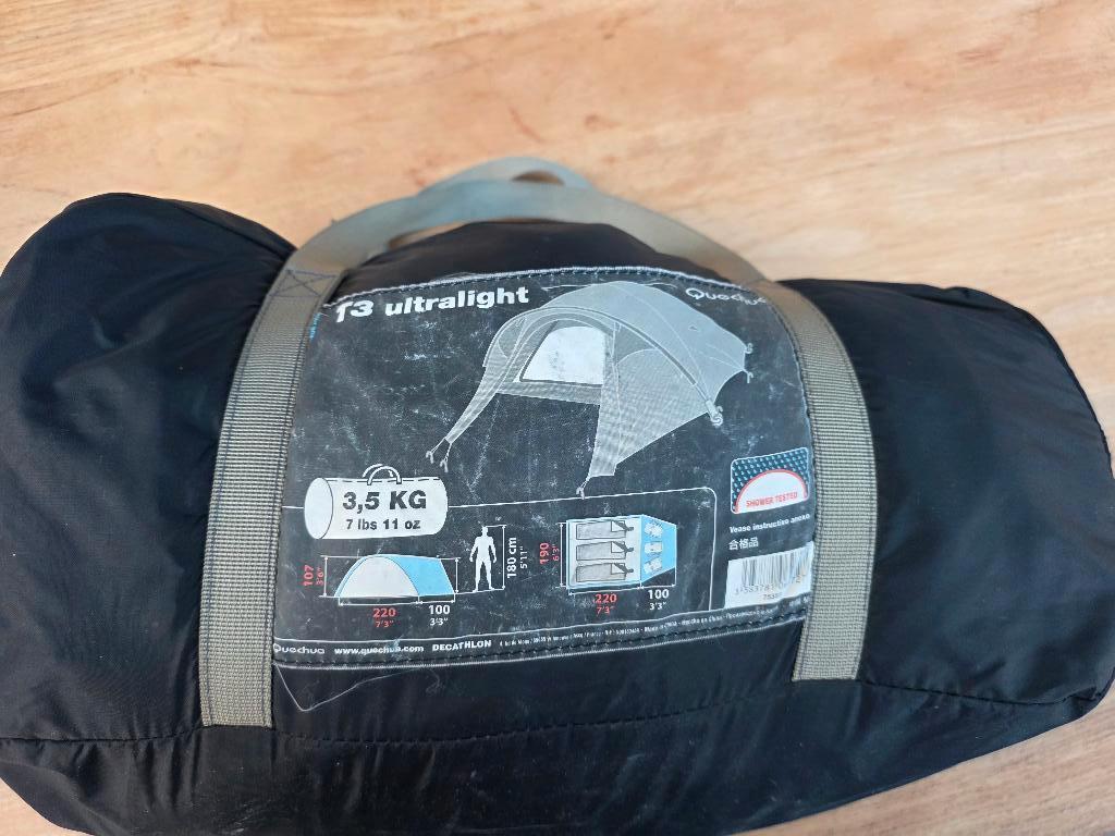 Quechua 3-persoonstent T3 Ultralight, Ophalen, Gebruikt, Tot en met 3