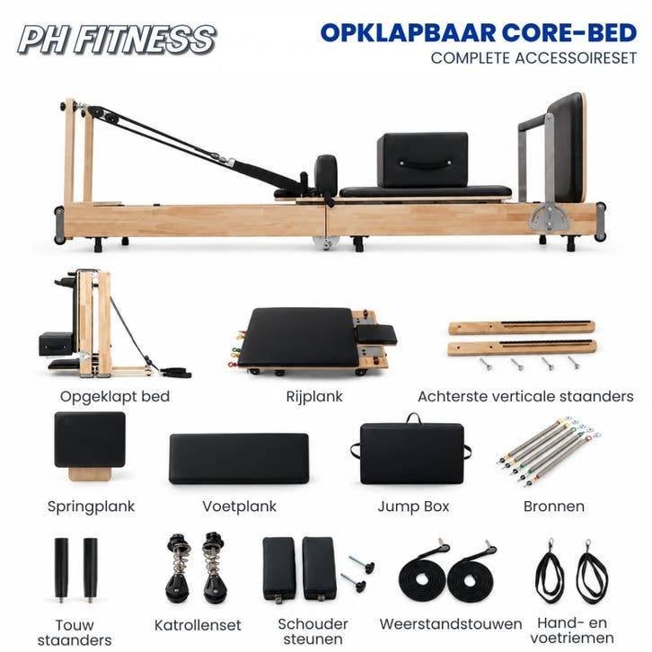 PH Fitness Wooden Pilates Reformer - Studio Apparaat, Ophalen of Verzenden, Nieuw, Benen, Overige typen