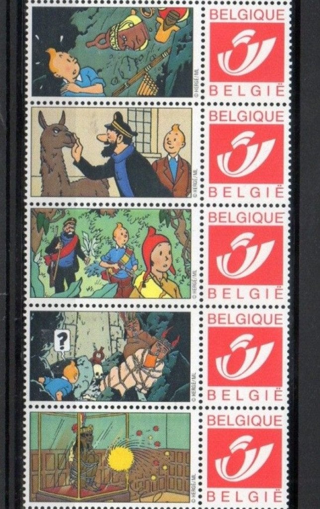 5 duostamps Tintin neufs, Enlèvement