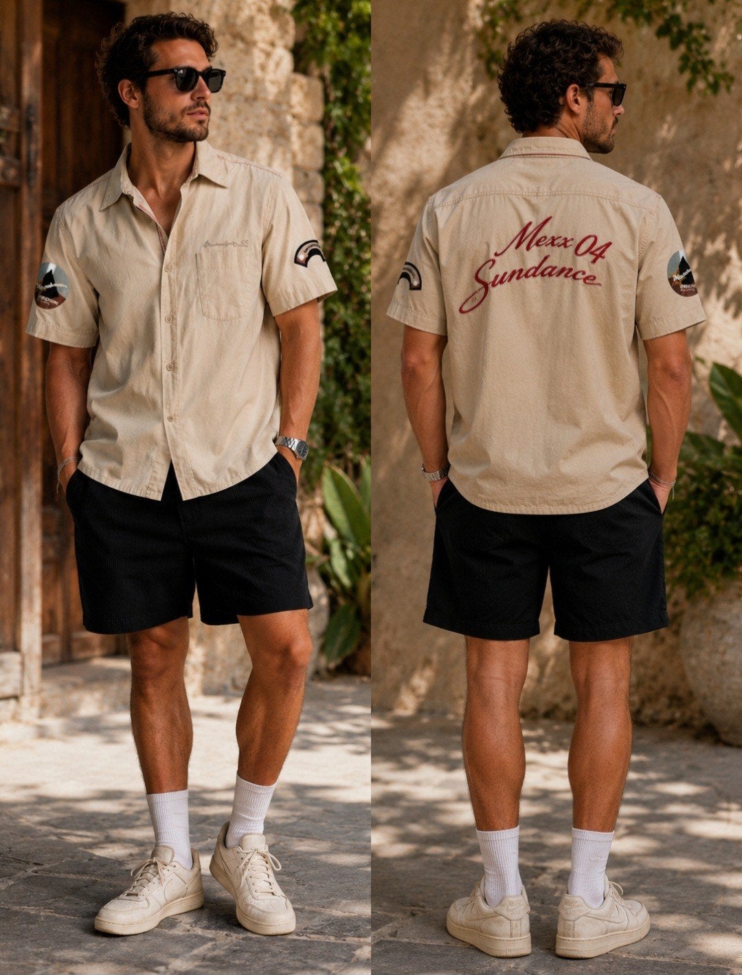 Mexx 04 Sundance- hemd | Beige | Patch | XL | Y2K VINTAGE, Ophalen of Verzenden, Zo goed als nieuw, Beige, Mexx