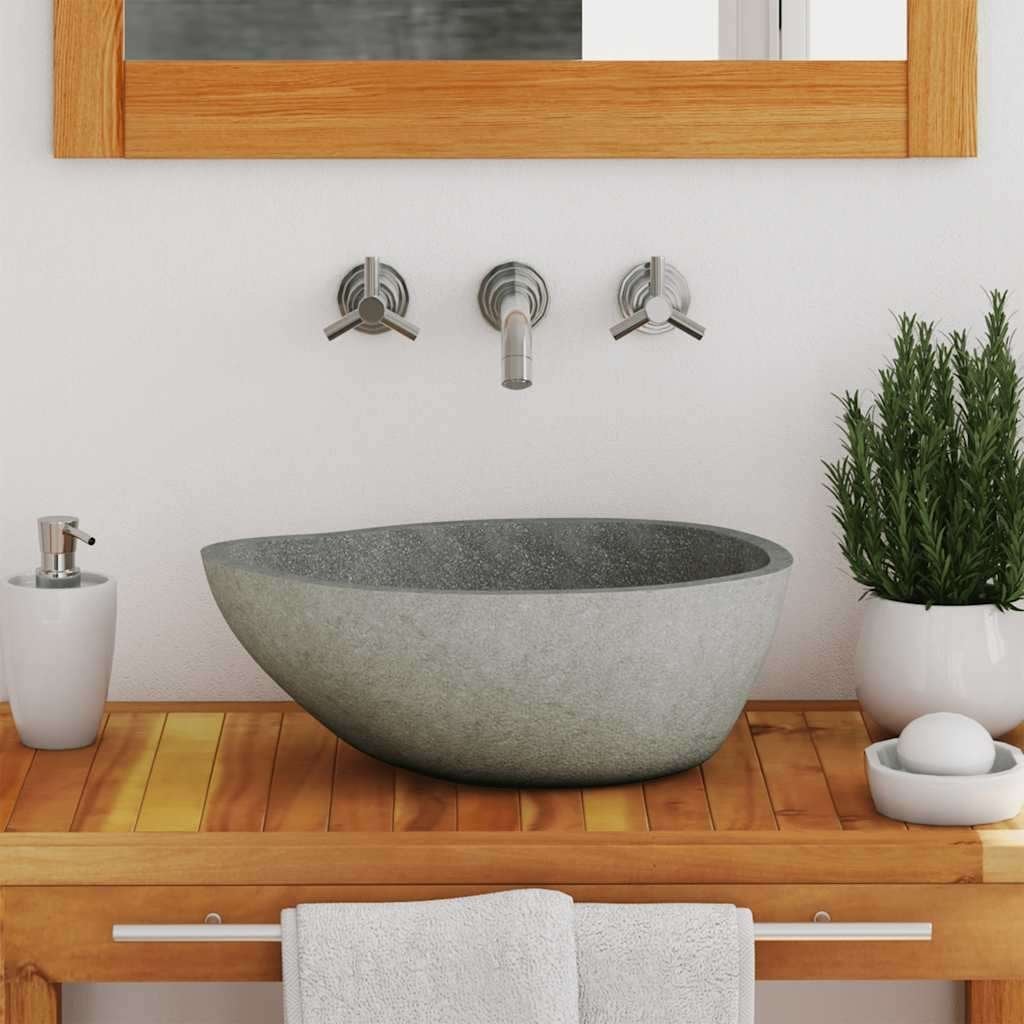 Lavabo en pierre de rivière Ovale (37-46)x(29-36) cm, Maison & Meubles, Enlèvement, Neuf