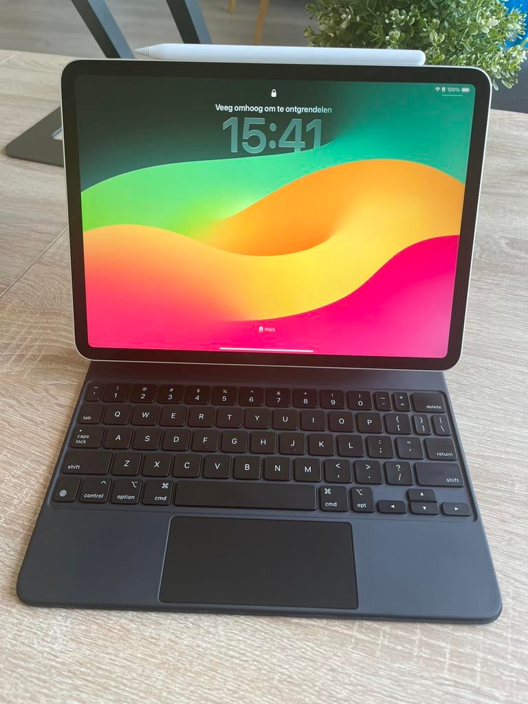 iPad Pro 11-inch M2 (4e generatie)+ magic case, apple pencil, Computers en Software, Apple iPads, Ophalen, 128 GB