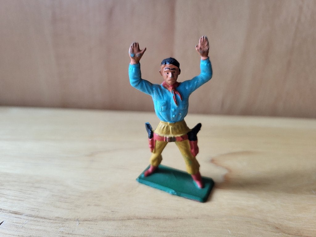 Figurine vintage Starlux Cowboy mains en l’air, Enlèvement