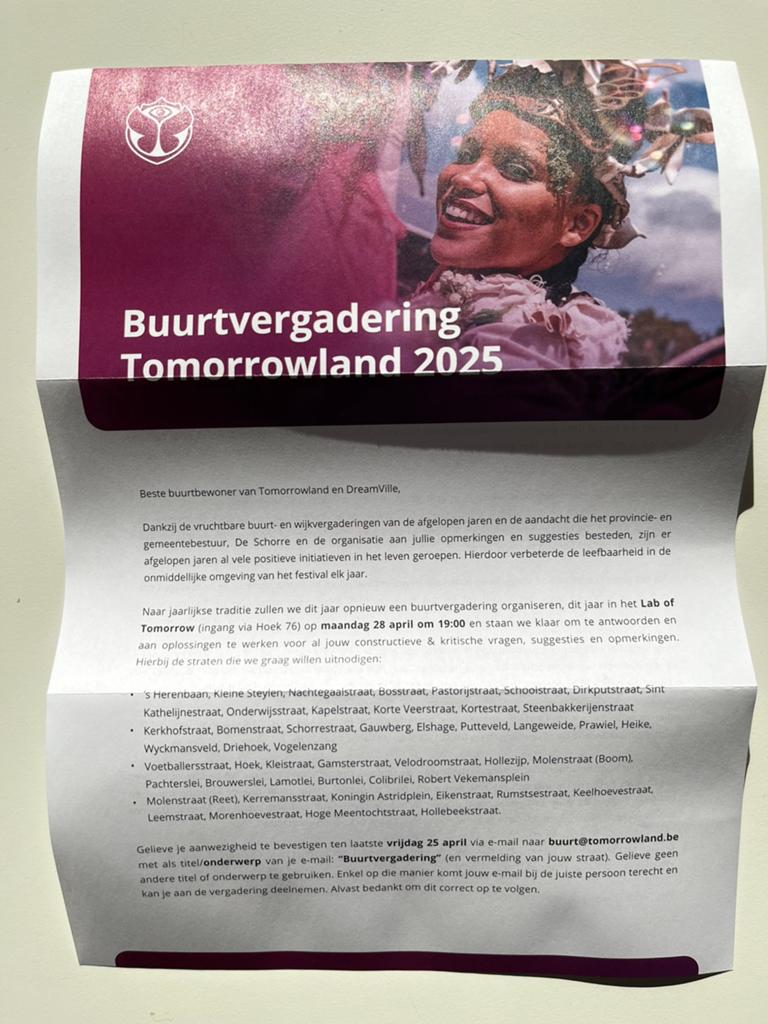 TML uitnodiging buurtvergadering 2025, Ophalen of Verzenden, Nieuw