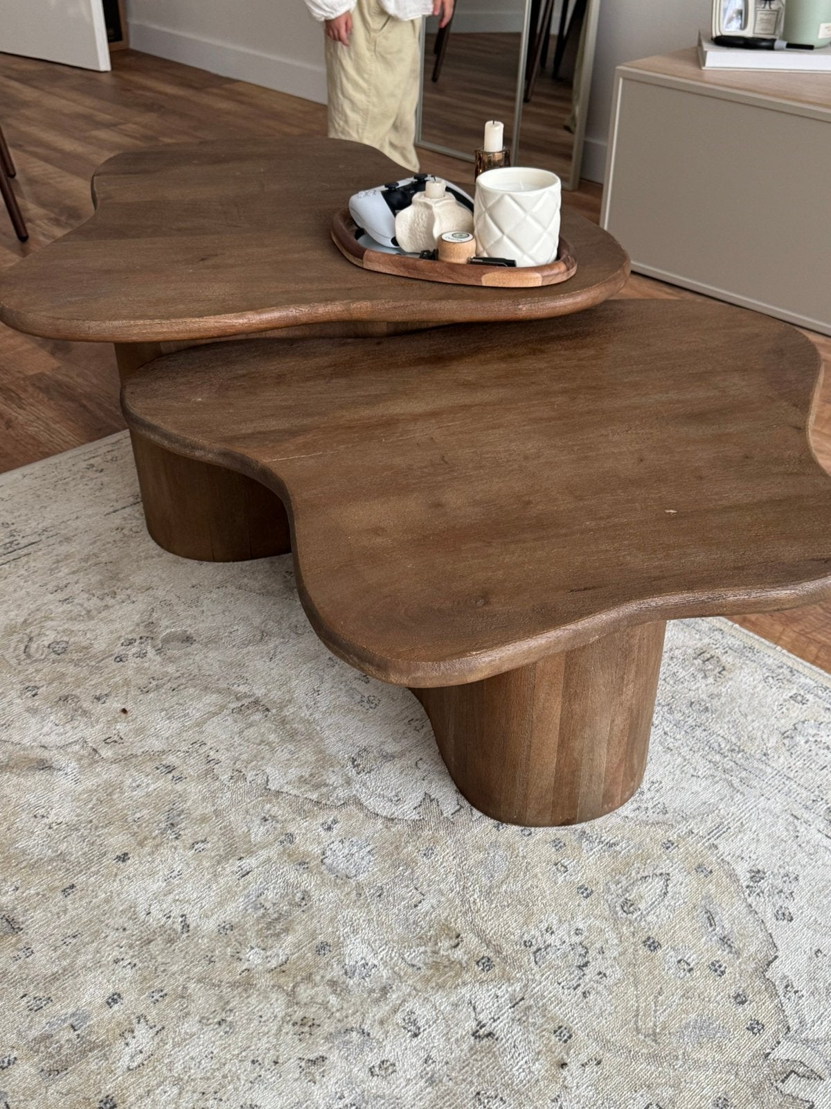 Salontafel 2 stuks mangohout bruin, Maison & Meubles, Enlèvement, Comme neuf