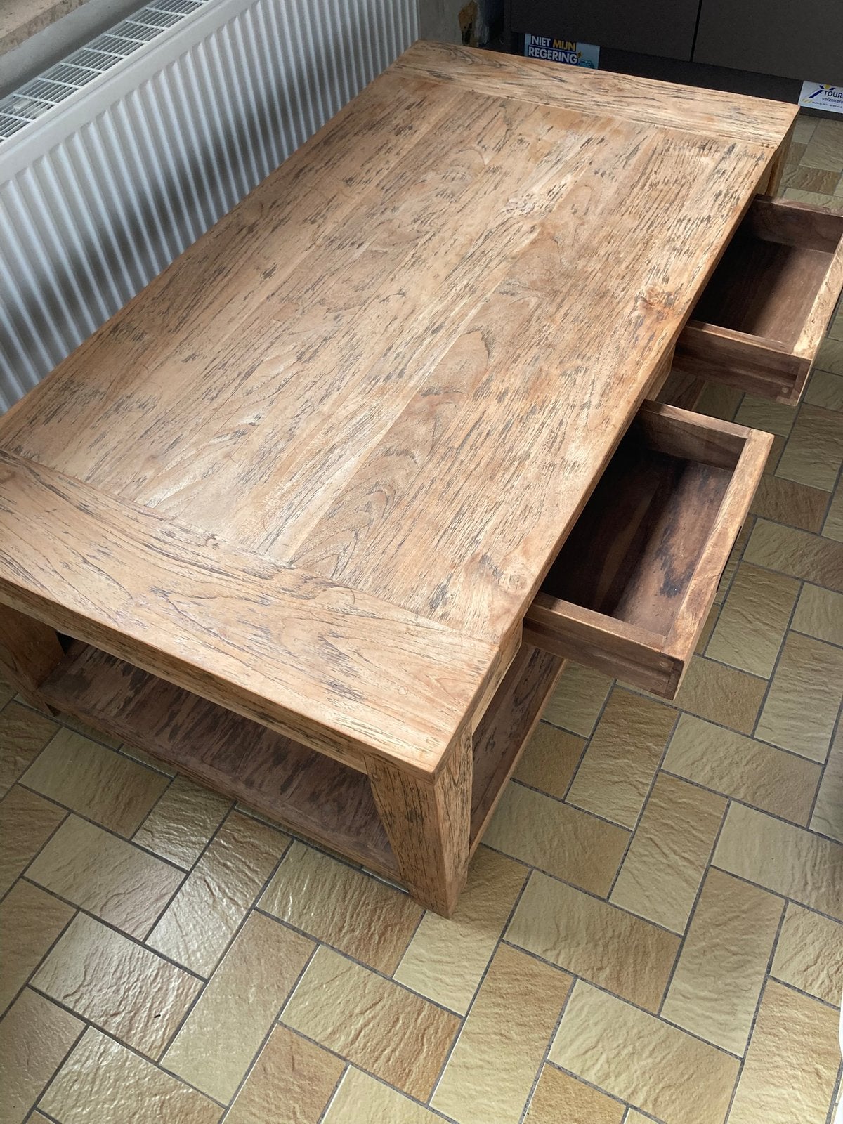 Teakhouten salontafel, Teck, 100 à 150 cm, Comme neuf, Enlèvement
