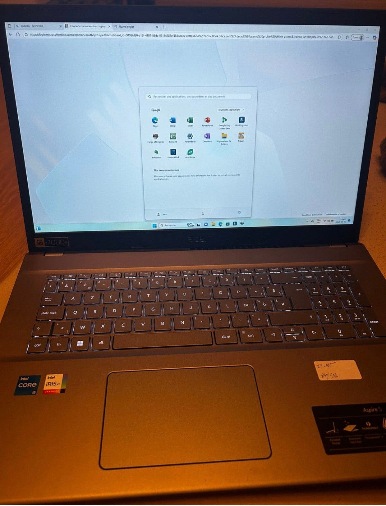 Acer aspire 12 eme génération 512ssd, Informatique & Logiciels, Ordinateurs portables Windows, 17 pouces ou plus, 8 GB, Comme neuf