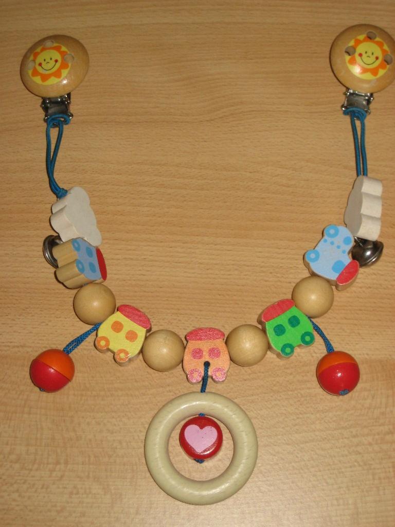 Kinderwagenketting met houten kralen - treintje – Heimess, Ophalen of Verzenden, Zo goed als nieuw, Overige typen