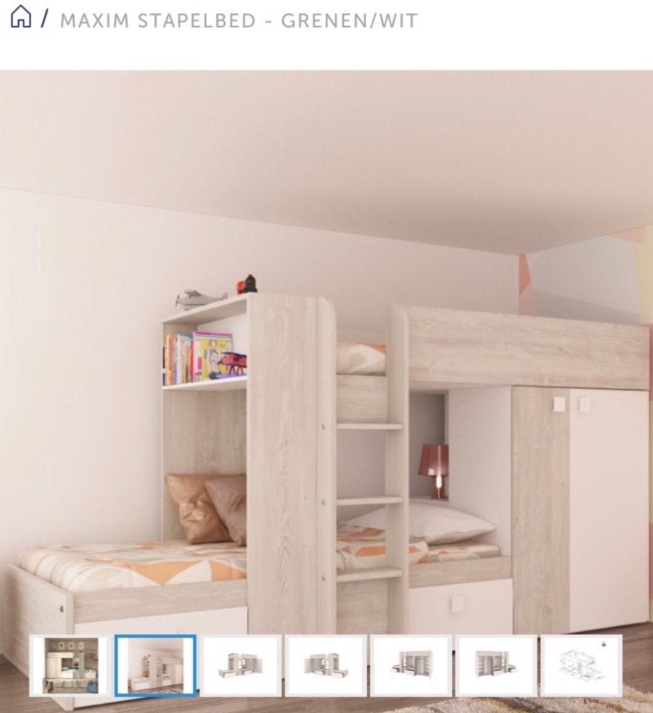 Lit superposé Maxim avec armoire, pin blanc, Enlèvement, Comme neuf, Lits superposés