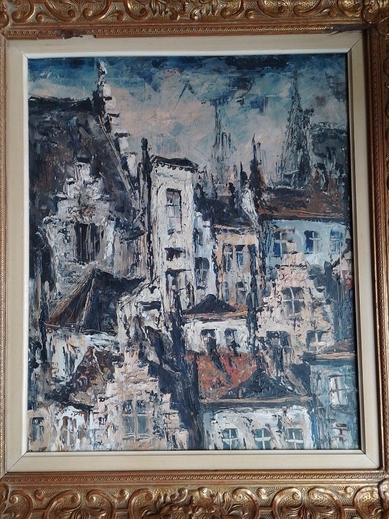 Jean Guy Beernaert  1928 - 1998   Antwerpse gevels, Verzenden, Gesigneerd