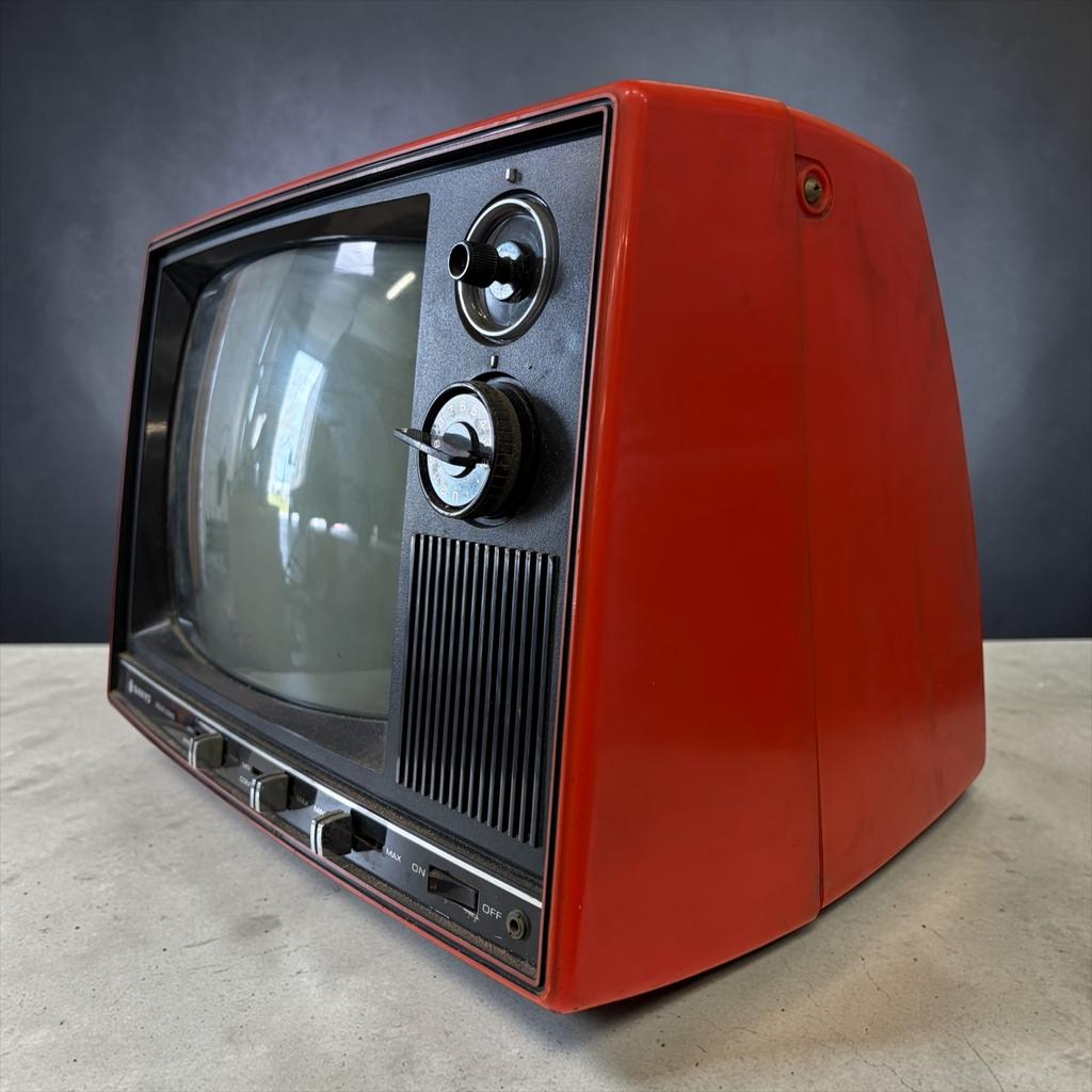 Vintage draagbare oranje tv  'Sanyo 12-T222U', Audio, Tv en Foto, Ophalen, Gebruikt