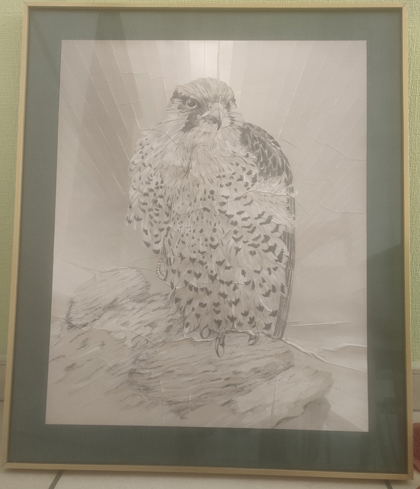 prachtig kunstwerk uil in een kader, Ophalen